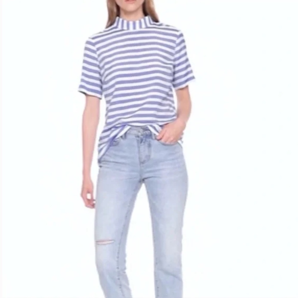 Banana Republic Stripe Button Back Blouse